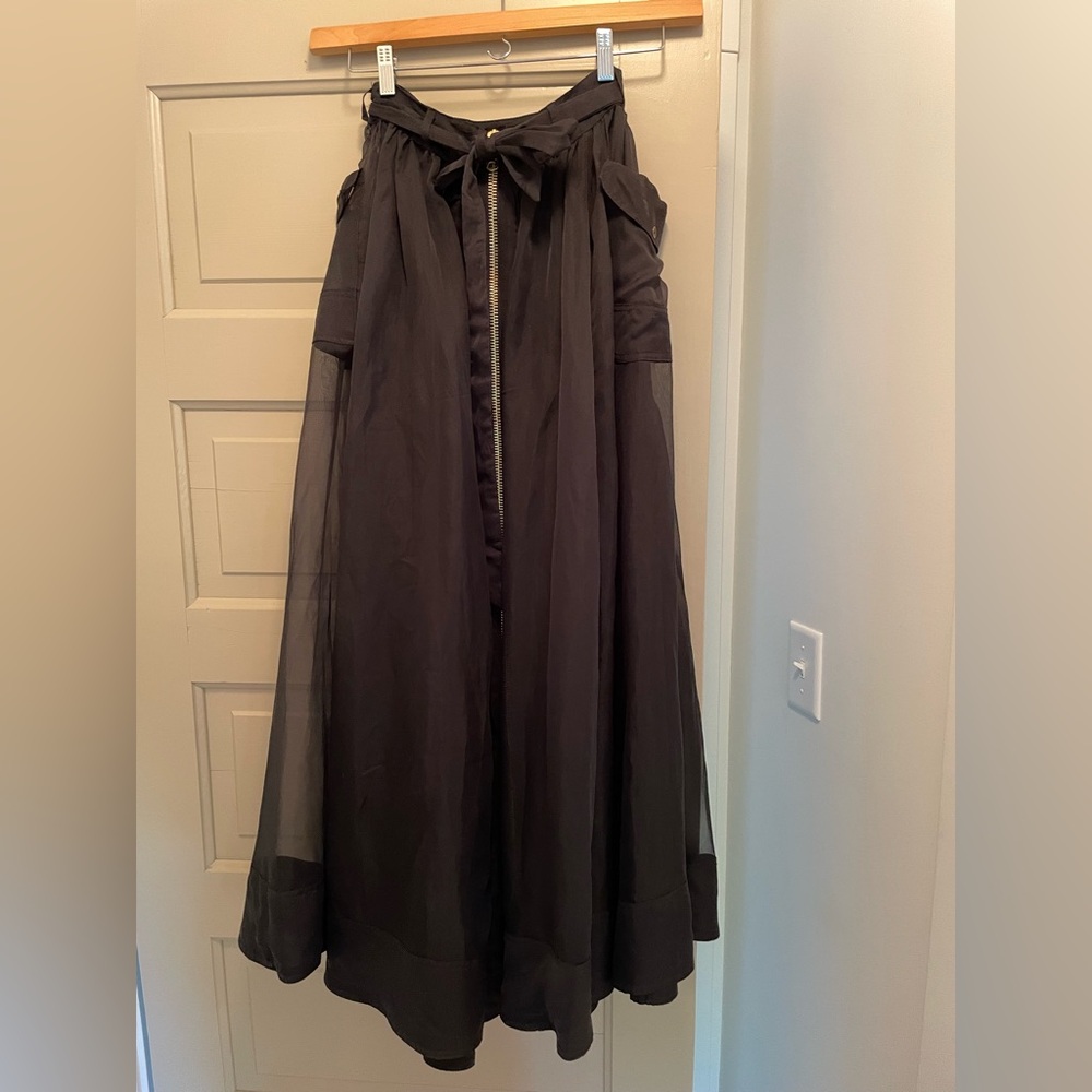 Anthropologie Sheer Parachute Maxi Skirt Black Size 2